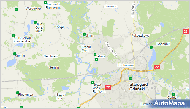 mapa Żabno gmina Starogard Gdański, Żabno gmina Starogard Gdański na mapie Targeo