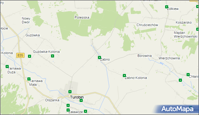 mapa Żabno gmina Turobin, Żabno gmina Turobin na mapie Targeo