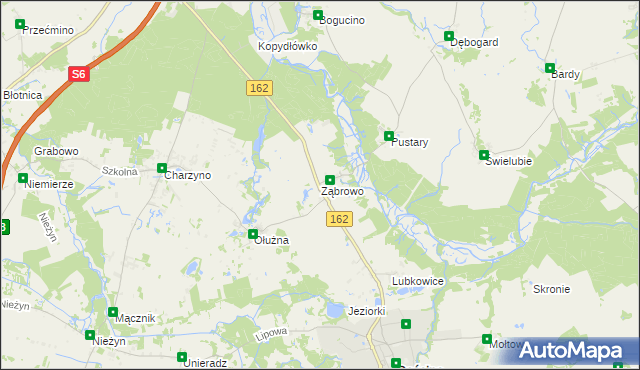 mapa Ząbrowo gmina Gościno, Ząbrowo gmina Gościno na mapie Targeo