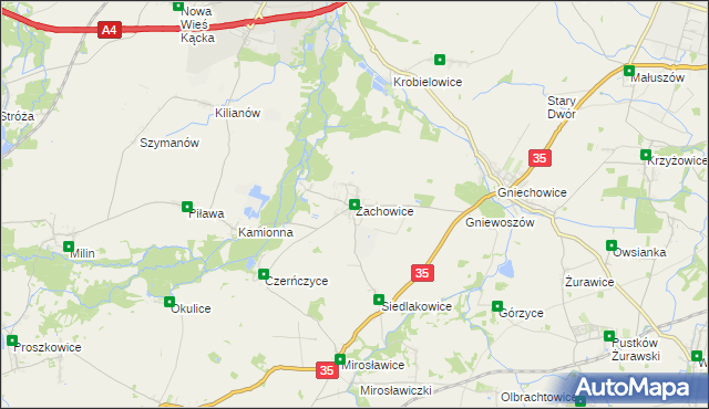 mapa Zachowice, Zachowice na mapie Targeo