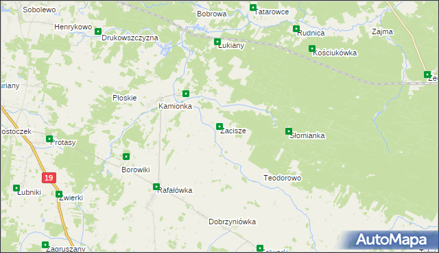 mapa Zacisze gmina Zabłudów, Zacisze gmina Zabłudów na mapie Targeo