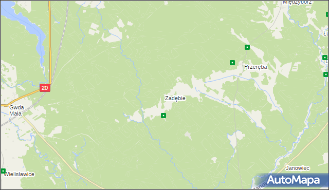 mapa Zadębie gmina Rzeczenica, Zadębie gmina Rzeczenica na mapie Targeo