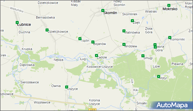 mapa Zadole gmina Skomlin, Zadole gmina Skomlin na mapie Targeo