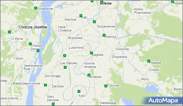 mapa Zagłoba gmina Wilków, Zagłoba gmina Wilków na mapie Targeo