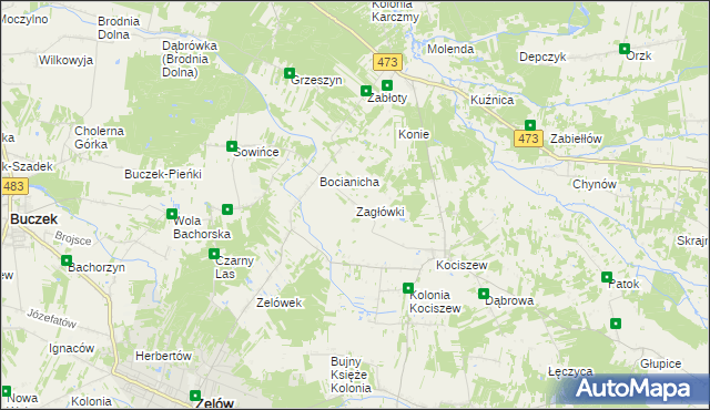 mapa Zagłówki, Zagłówki na mapie Targeo