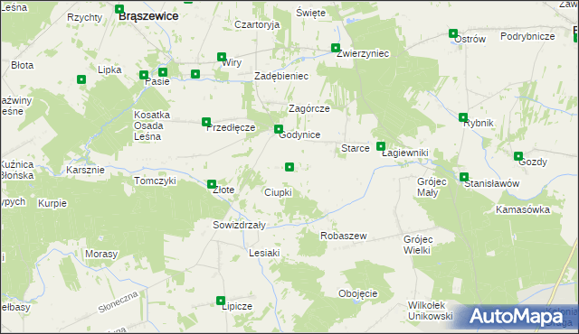 mapa Zagóra gmina Brąszewice, Zagóra gmina Brąszewice na mapie Targeo