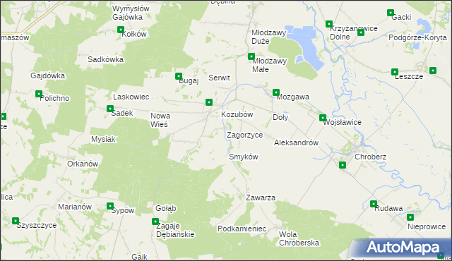 mapa Zagorzyce gmina Pińczów, Zagorzyce gmina Pińczów na mapie Targeo