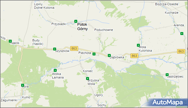 mapa Zagródki gmina Potok Górny, Zagródki gmina Potok Górny na mapie Targeo