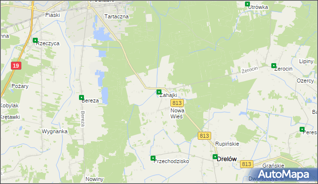 mapa Zahajki gmina Drelów, Zahajki gmina Drelów na mapie Targeo