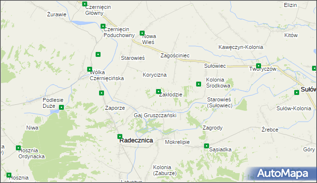 mapa Zakłodzie, Zakłodzie na mapie Targeo