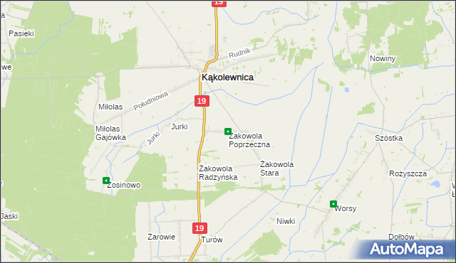 mapa Żakowola Poprzeczna, Żakowola Poprzeczna na mapie Targeo