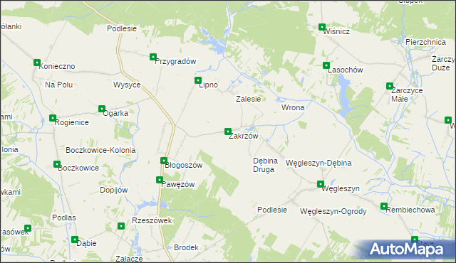 mapa Zakrzów gmina Oksa, Zakrzów gmina Oksa na mapie Targeo