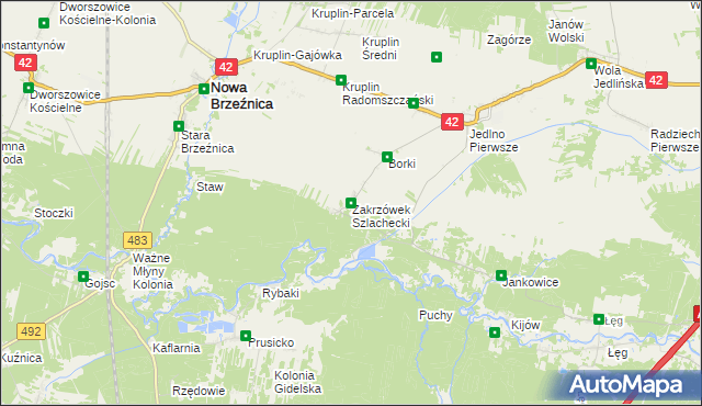 mapa Zakrzówek Szlachecki, Zakrzówek Szlachecki na mapie Targeo