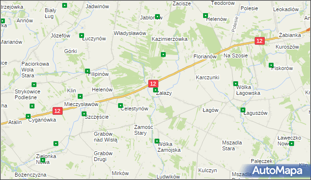 mapa Załazy gmina Przyłęk, Załazy gmina Przyłęk na mapie Targeo