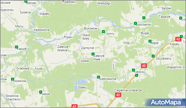 mapa Załęcze Małe, Załęcze Małe na mapie Targeo