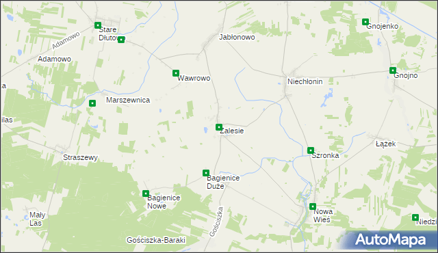 mapa Zalesie gmina Płośnica, Zalesie gmina Płośnica na mapie Targeo