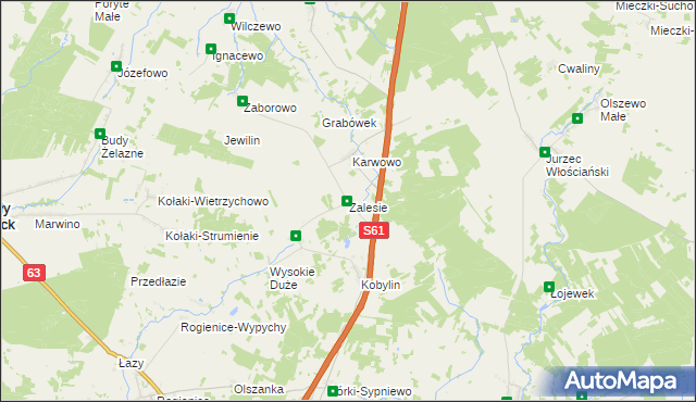 mapa Zalesie gmina Stawiski, Zalesie gmina Stawiski na mapie Targeo