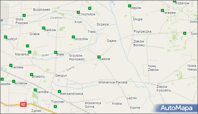 mapa Zalesie gmina Zduny, Zalesie gmina Zduny na mapie Targeo