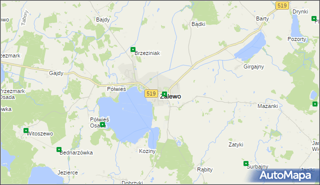 mapa Zalewo powiat iławski, Zalewo powiat iławski na mapie Targeo