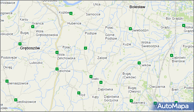 mapa Zalipie gmina Olesno, Zalipie gmina Olesno na mapie Targeo