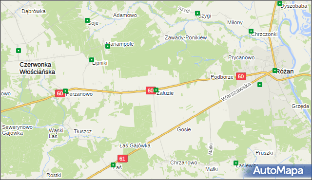 mapa Załuzie, Załuzie na mapie Targeo