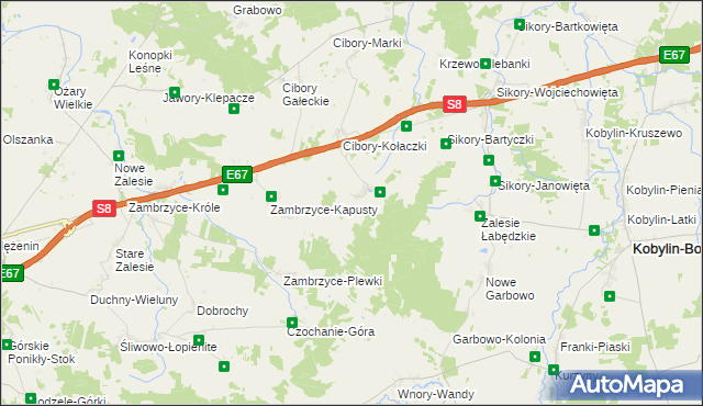 mapa Zambrzyce-Jankowo, Zambrzyce-Jankowo na mapie Targeo