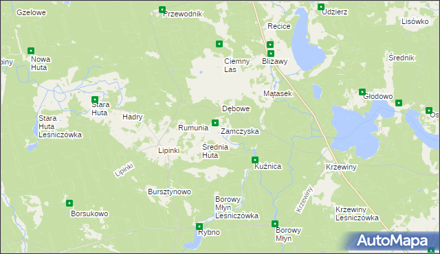 mapa Zamczyska, Zamczyska na mapie Targeo