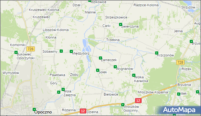 mapa Zameczek gmina Opoczno, Zameczek gmina Opoczno na mapie Targeo