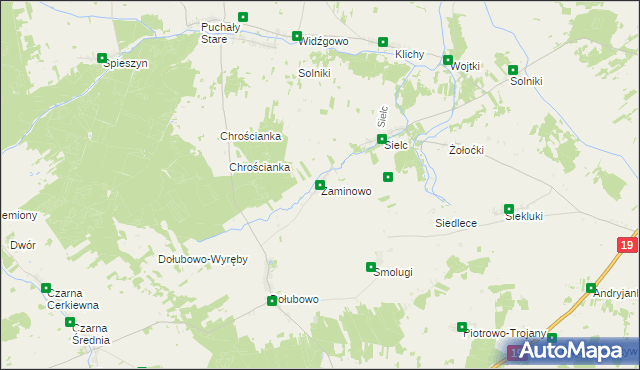 mapa Zaminowo, Zaminowo na mapie Targeo