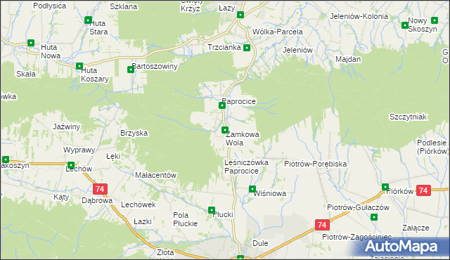 mapa Zamkowa Wola, Zamkowa Wola na mapie Targeo