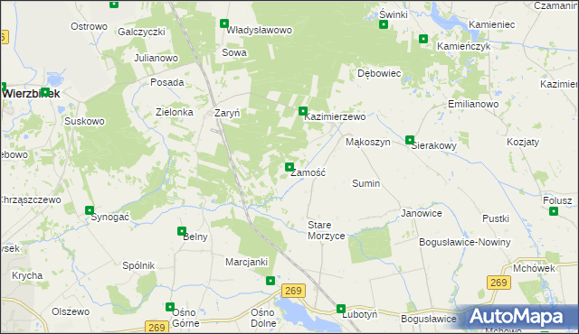 mapa Zamość gmina Wierzbinek, Zamość gmina Wierzbinek na mapie Targeo