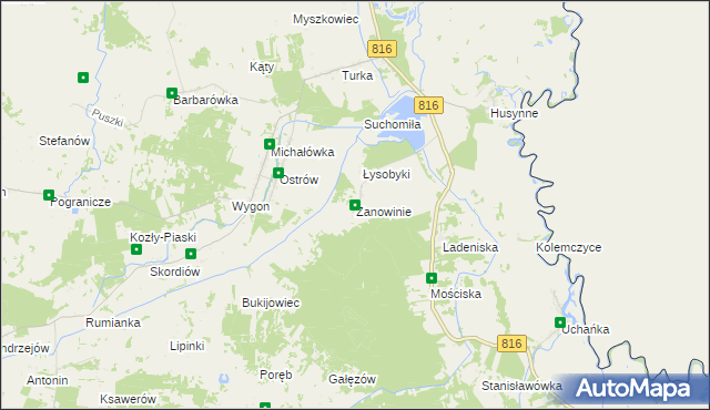 mapa Zanowinie, Zanowinie na mapie Targeo