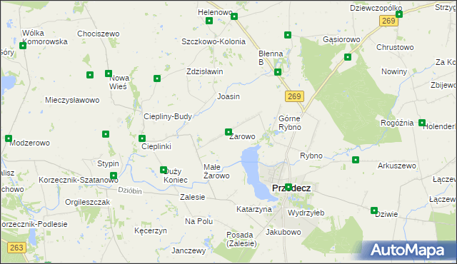 mapa Żarowo gmina Przedecz, Żarowo gmina Przedecz na mapie Targeo