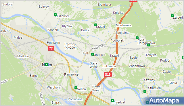 mapa Zarzecze gmina Nisko, Zarzecze gmina Nisko na mapie Targeo
