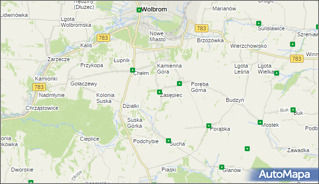 mapa Zasępiec, Zasępiec na mapie Targeo