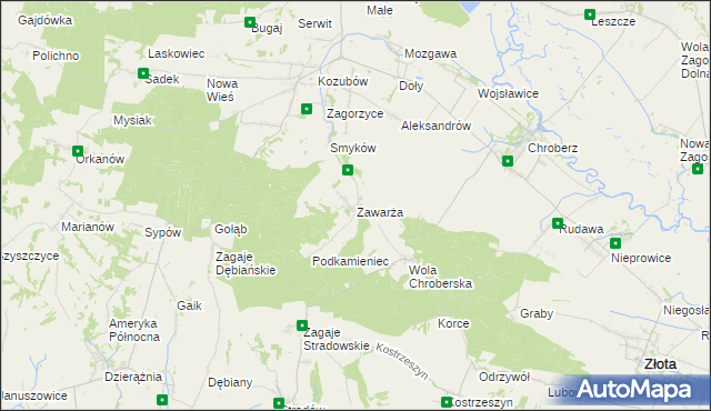 mapa Zawarża, Zawarża na mapie Targeo