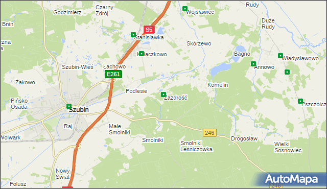mapa Zazdrość gmina Szubin, Zazdrość gmina Szubin na mapie Targeo