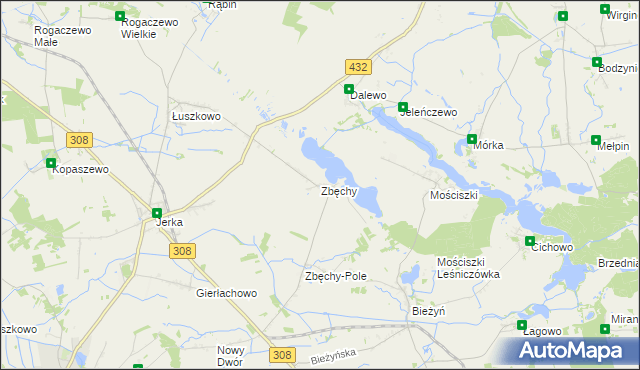 mapa Zbęchy, Zbęchy na mapie Targeo