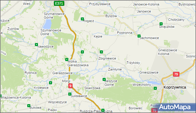 mapa Zbigniewice, Zbigniewice na mapie Targeo