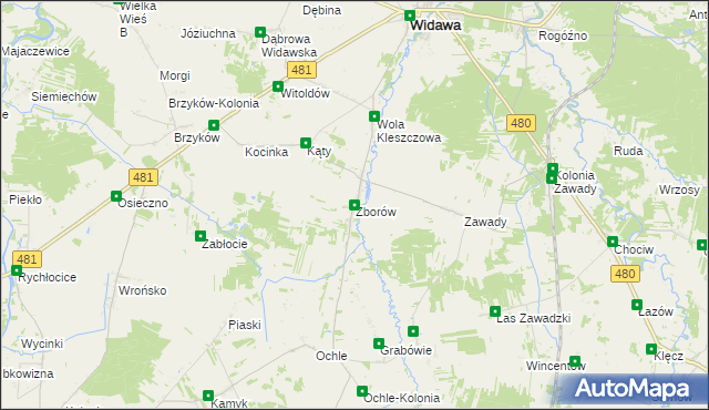 mapa Zborów gmina Widawa, Zborów gmina Widawa na mapie Targeo