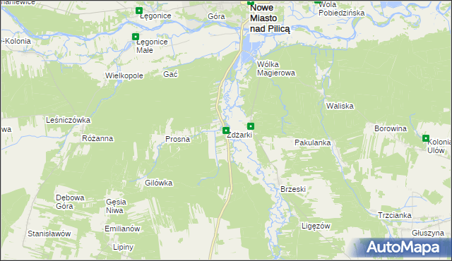 mapa Żdżarki gmina Nowe Miasto nad Pilicą, Żdżarki gmina Nowe Miasto nad Pilicą na mapie Targeo