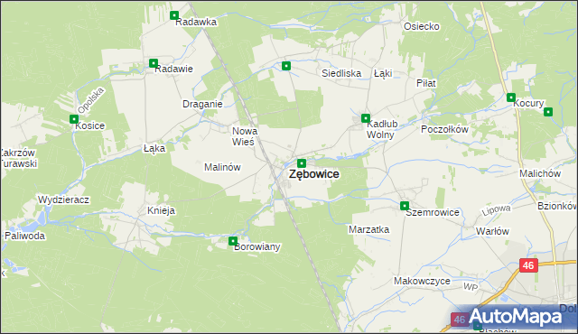 mapa Zębowice powiat oleski, Zębowice powiat oleski na mapie Targeo