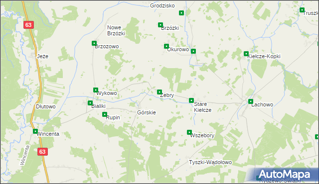 mapa Żebry gmina Kolno, Żebry gmina Kolno na mapie Targeo