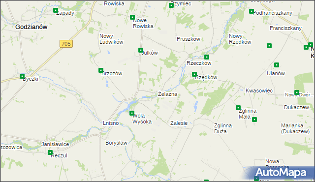 mapa Żelazna gmina Skierniewice, Żelazna gmina Skierniewice na mapie Targeo