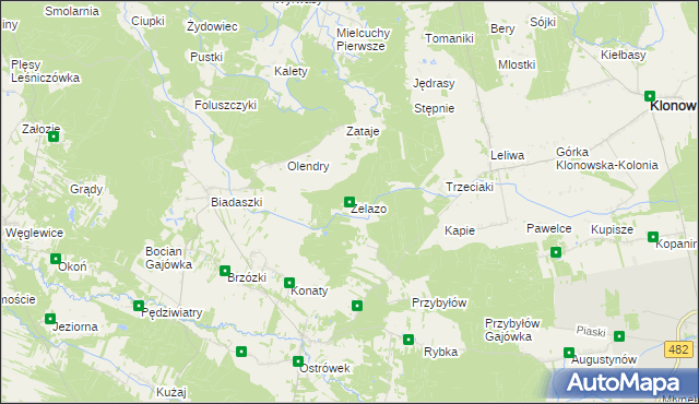 mapa Żelazo gmina Galewice, Żelazo gmina Galewice na mapie Targeo