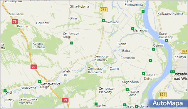 mapa Zemborzyn Pierwszy gmina Solec nad Wisłą, Zemborzyn Pierwszy gmina Solec nad Wisłą na mapie Targeo