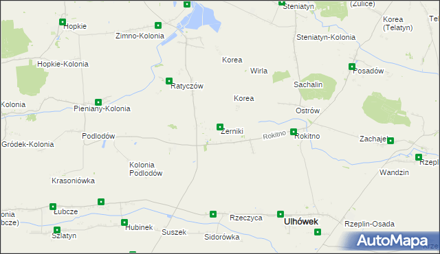 mapa Żerniki gmina Ulhówek, Żerniki gmina Ulhówek na mapie Targeo