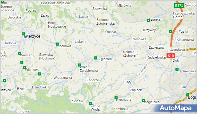 mapa Zgłobień, Zgłobień na mapie Targeo