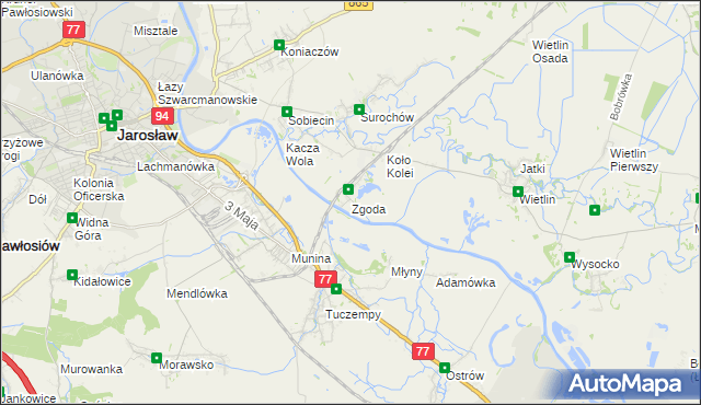 mapa Zgoda gmina Jarosław, Zgoda gmina Jarosław na mapie Targeo