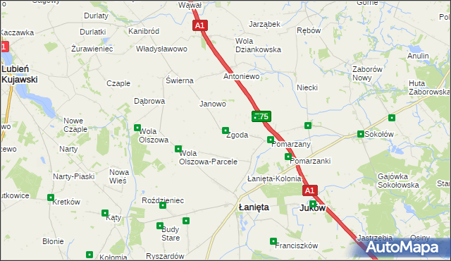 mapa Zgoda gmina Łanięta, Zgoda gmina Łanięta na mapie Targeo